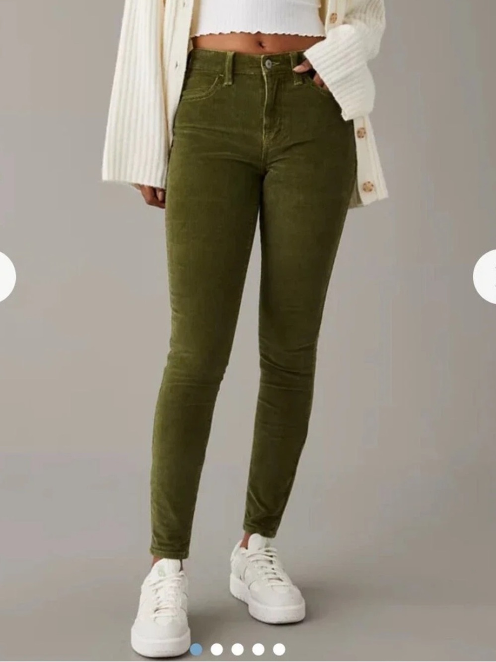 NWT American Eagle Olive Green High Rise Corduroy Jegging Size 12 Long 31W - Picture 1 of 8